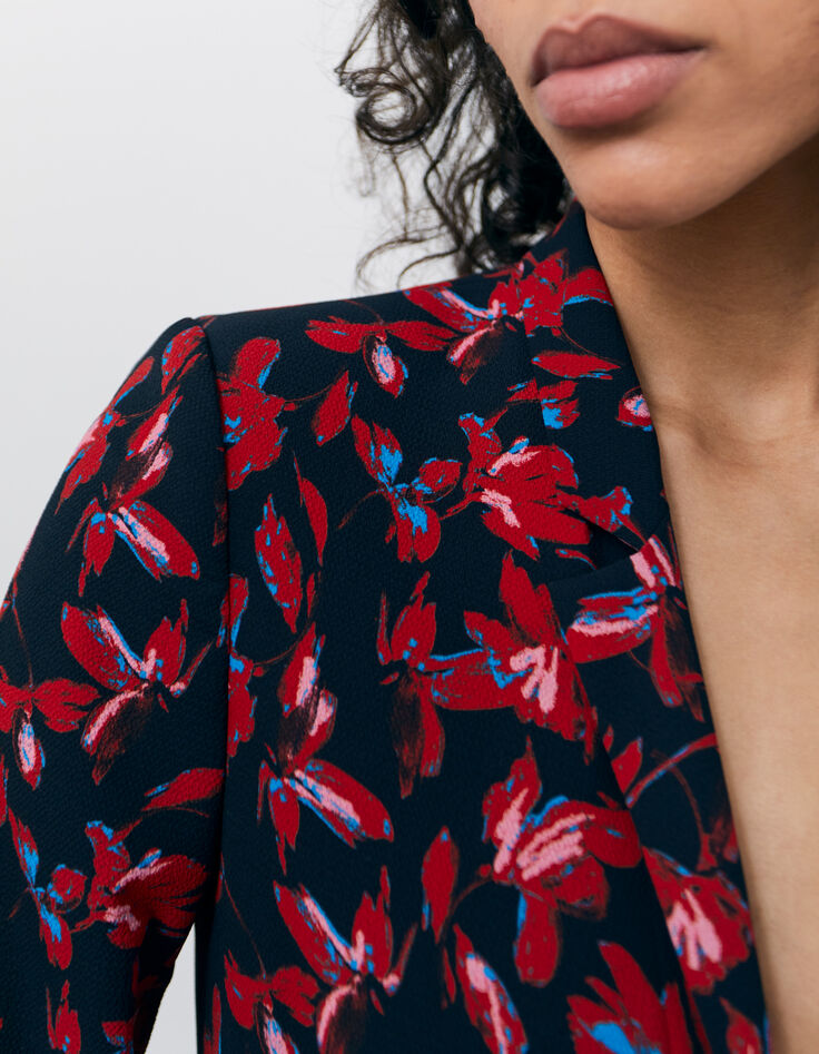 Americana roja floral rock mujer-3