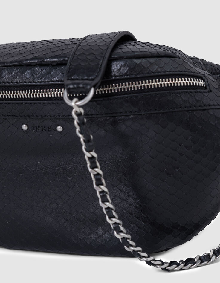 Women's 1440 black leather embossed python-effect-3