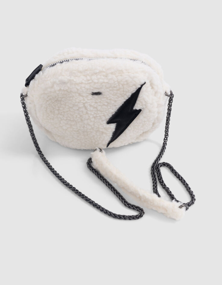 Bolso crudo sherpa reciclado insignia rayo niña-6