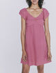 Women’s pink linen empire-waist short dress-2