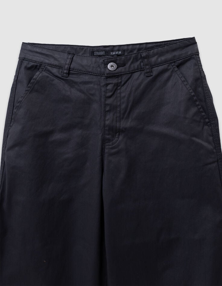 Rechte zwarte gecoate jeans meisjes-4 Rechte zwarte gecoate jeans meisjes-4