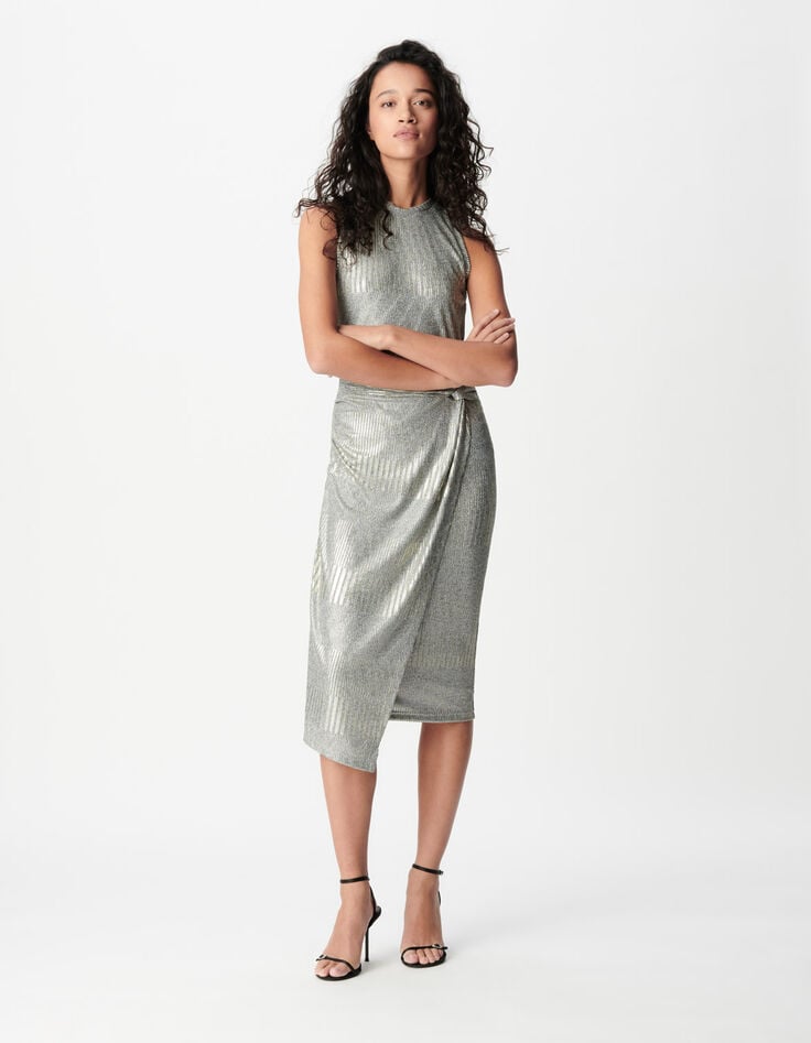 Champagne twisted jersey dress Woman-2