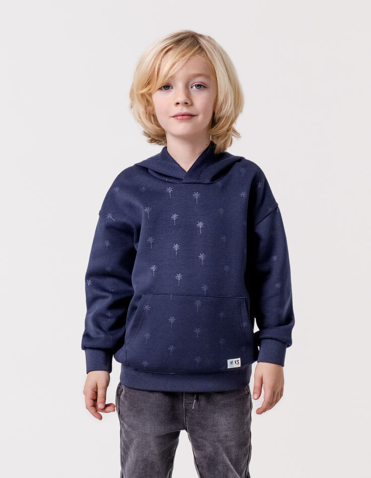 Sudadera beige capucha palmeras niño-1