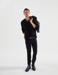 Men's black knit V-neck sweater-6