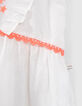 Robe blanc cassé broderies ethniques fluo fille-5