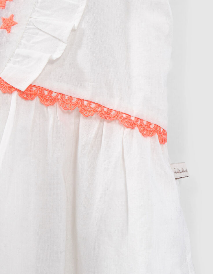 Robe blanc cassé broderies ethniques fluo fille-5