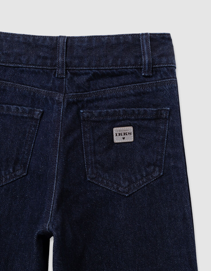 Jean large bleu larges bandes côtés fille-6