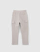 Graue CARGO-Jungenhose aus gestreiftem Stoff-3