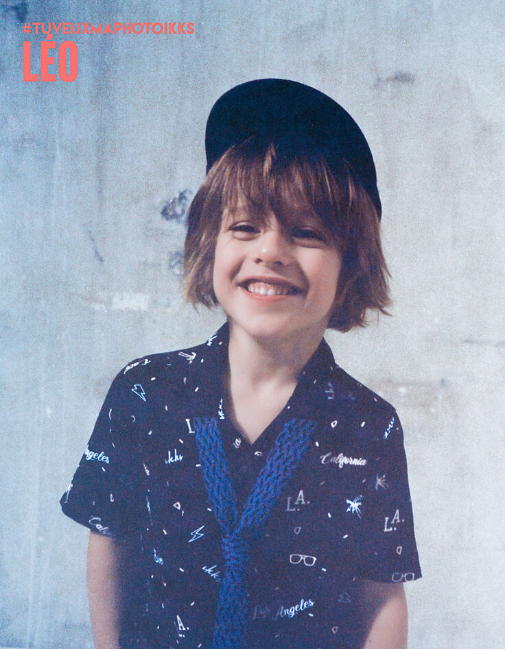 Camisa negra con estampado neón niño -1