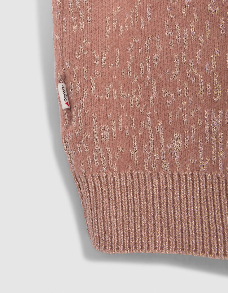 Roze jacquard lurex meisjesjurk-6