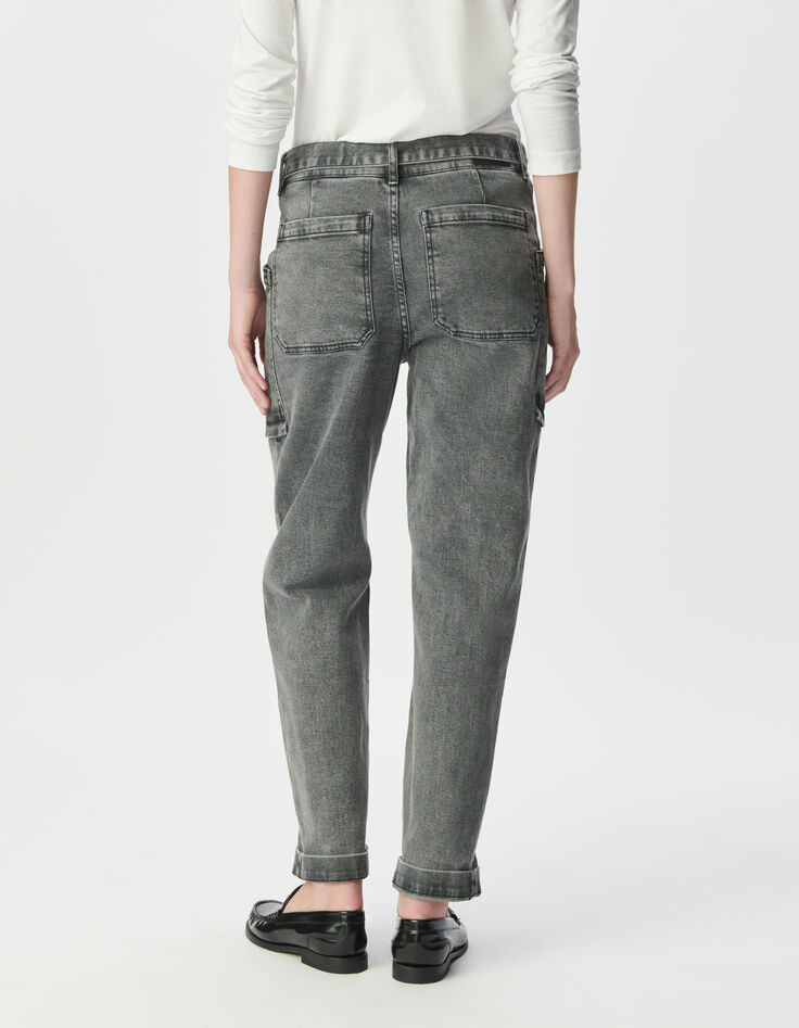 Jean battle gris ceinturé 7/8e Sélène Femme-5