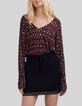 Pull noir tricot fin imprimé ikat Femme-1
