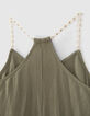 Girls&rsquo; khaki flowery strappy camisole-5