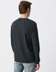 Antraciet T-shirt De Essential ronde hals lange mouwen Heren-3