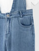 Ensemble salopette bleue et T-shirt blanc fille-5