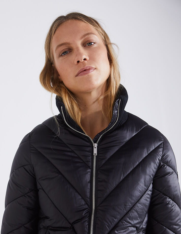 Women&rsquo;s black high-collar short light padded jacket-1