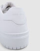 Baskets blanches bi-matières Homme-5