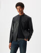 Blouson cuir noir zipp&eacute; Homme-1