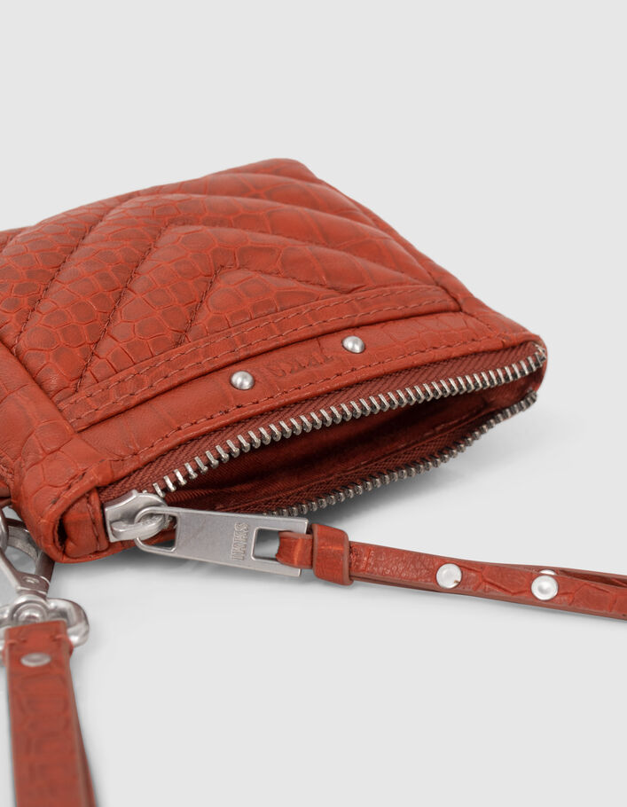 Mini trousse 1440 Toy orange cuir embossé croco Femme