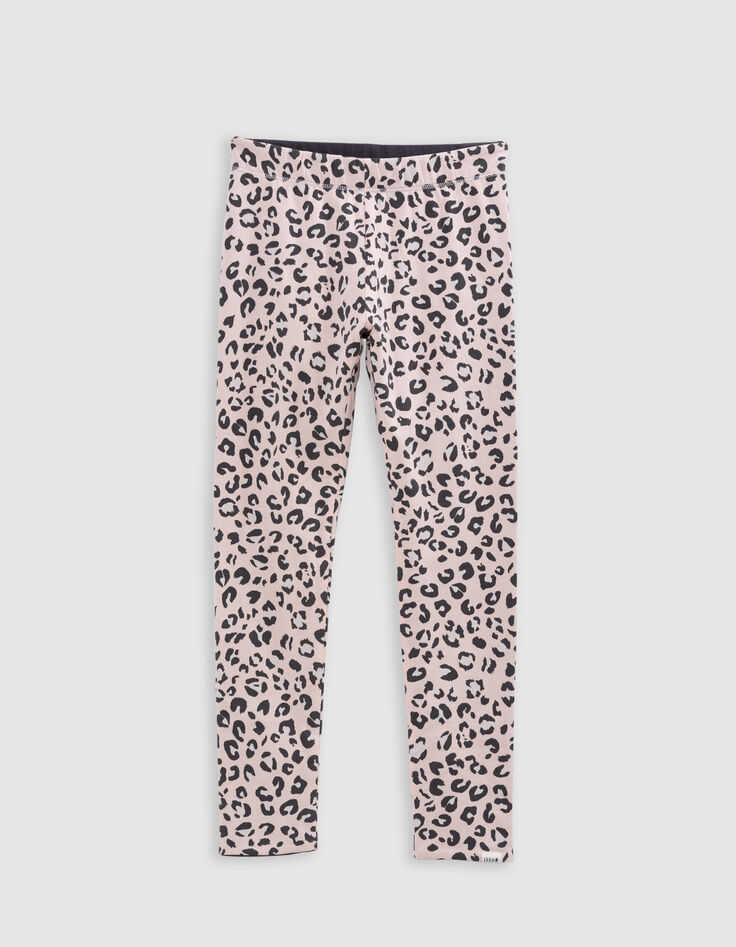 Leggings réversible coton bio rose et léopard fille-2