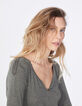 Khaki Damen-T-Shirt mit Strass und Rückenmotiv-1
