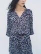 Women’s navy tachist print short dress-5