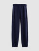 Marineblaue Jogginghose für Damen mit Doppelgürtel-5