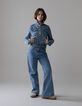 Veste en jean bleu cropped fille-1