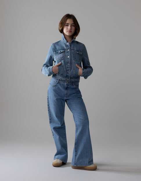 Veste en jean bleu cropped fille - IKKS