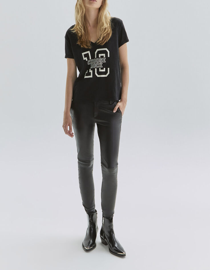 Camiseta negra lino mensaje mujer-7 Camiseta negra lino mensaje mujer-7