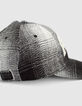 Casquette noire à carreaux message brodé fille-5