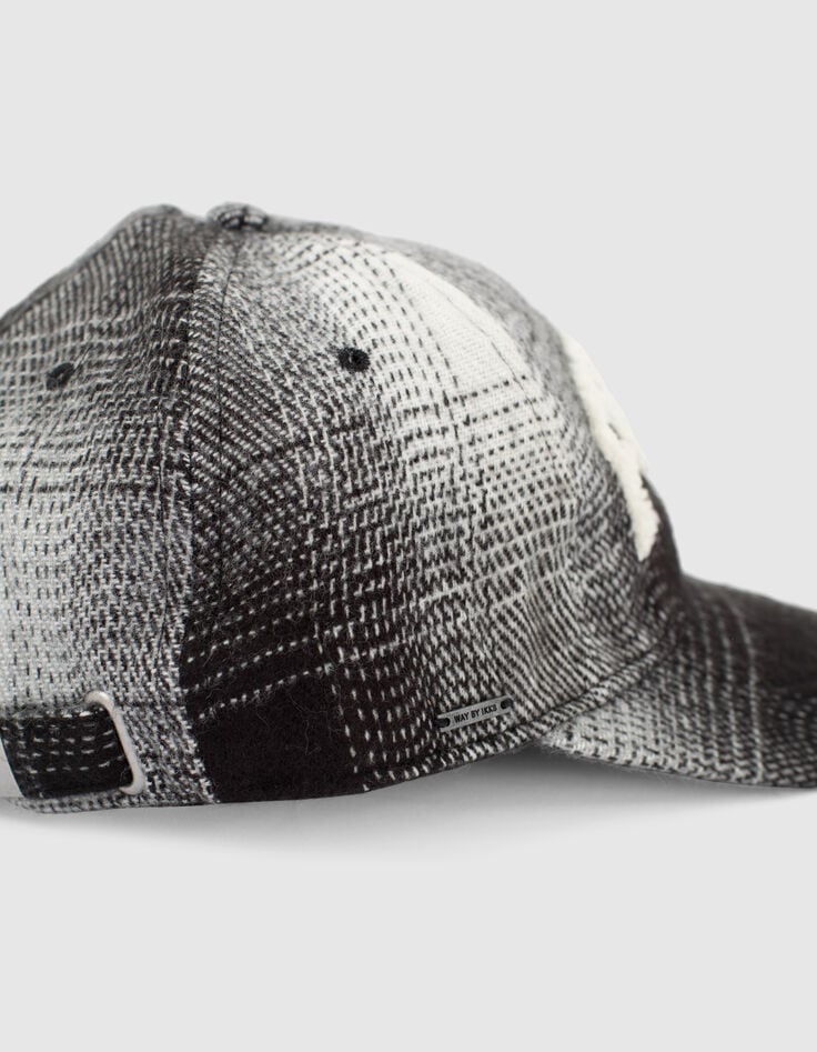 Casquette noire à carreaux message brodé fille-5