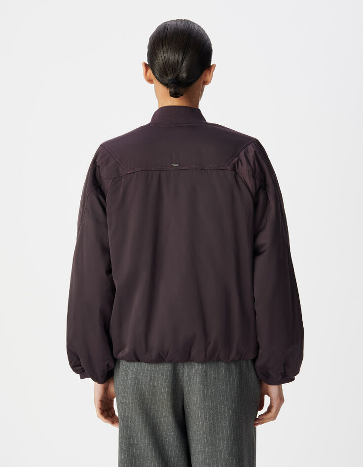 Bomber oversize bordeaux nylon Femme-3