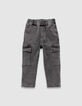 Vaqueros bombachos gris cargo niño-1