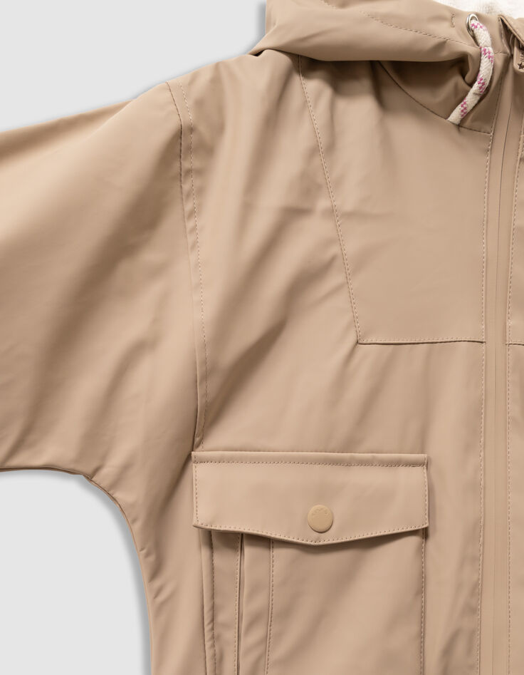 Beige parka met kap binnenkant ecru meisjes-7 Beige parka met kap binnenkant ecru meisjes-7