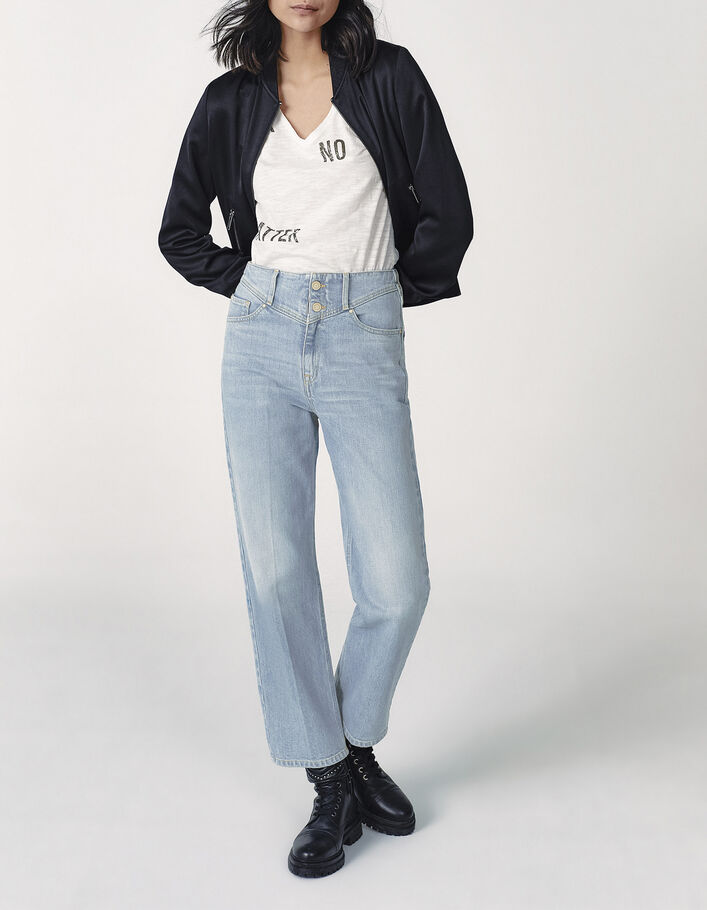 Women’s light blue mid-waist cropped slouchy jeans-1