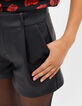 I.Code black faux leather belted shorts-5