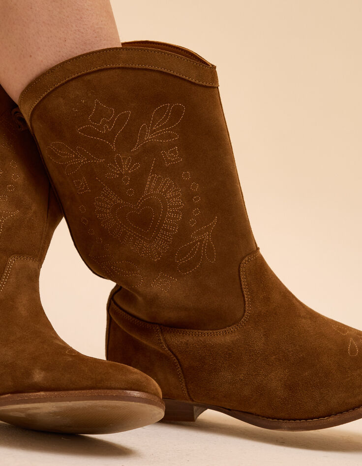 Boots santiags camel cuir velours I.Code-4