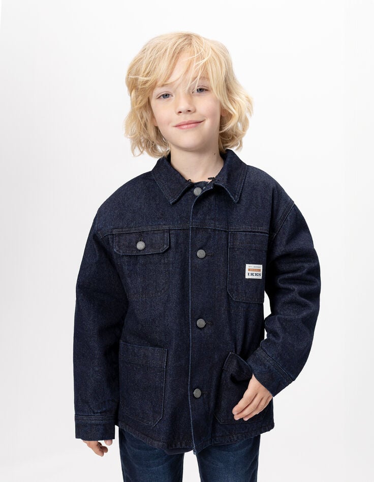 Veste en jean brut esprit worker garçon-2 Veste en jean brut esprit worker garçon-2