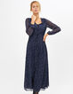 Dunkelblaues Lagarm-Maxikleid-3