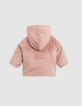Girl's pink suede and fur coat-3