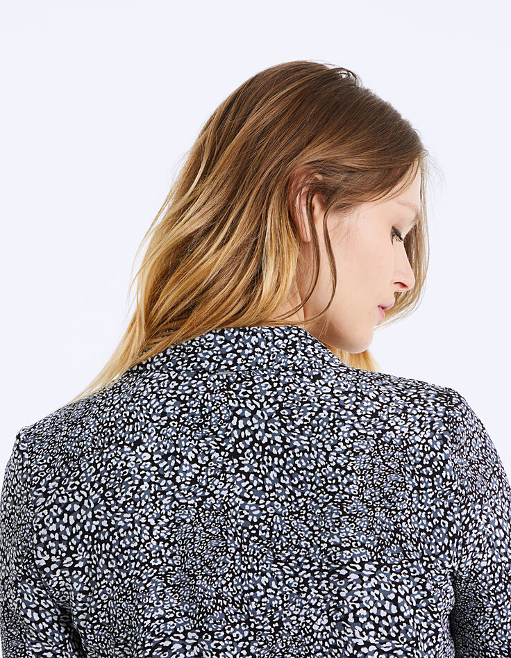 Veste tailleur en crêpe imprimé panthère femme-5