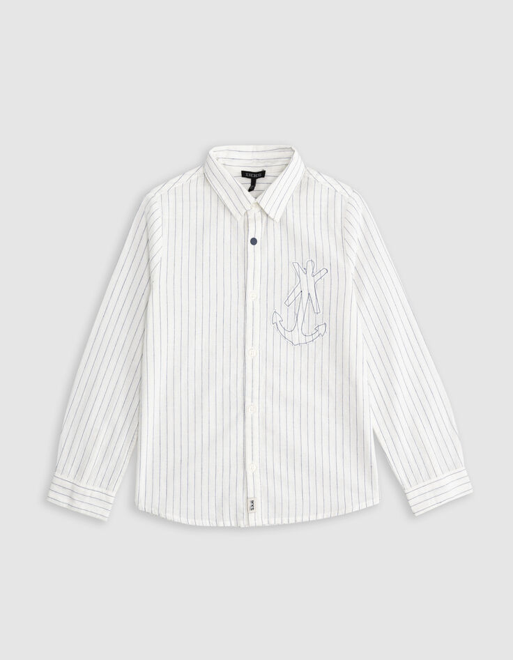 Chemise crème motifs rayures maxi ancre garçon-2