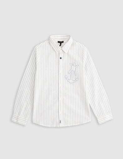 Cream shirt with maxi anchor stripes for boy - IKKS