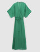 Women’s green wrap long dress-7