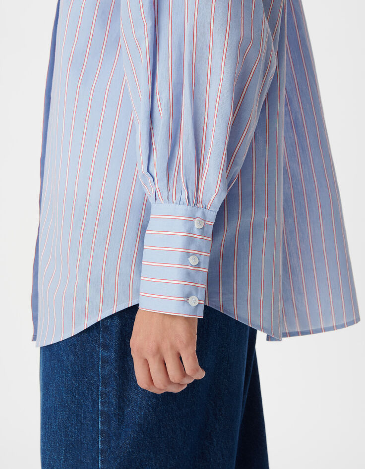 Chemise bleue motif rayures Femme-4