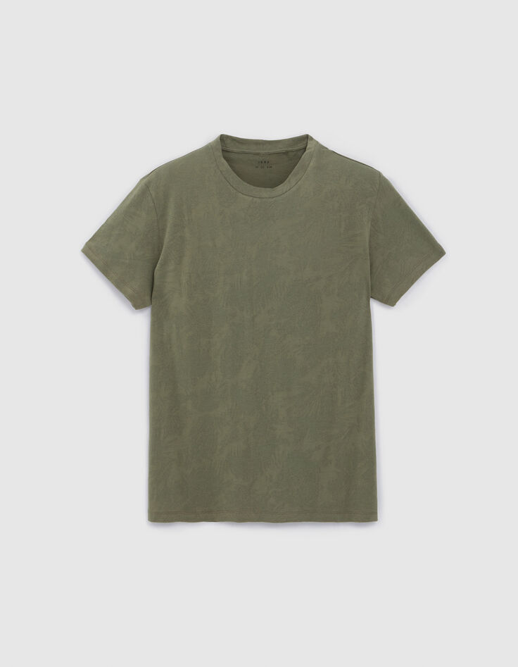 Army Green Herren-T-Shirt mit Palmenjacquard-5