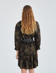 Women’s black lily print dress-3