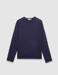 Blauer Herrenpulli Biobaumwolle Feinstrick geflammt-5