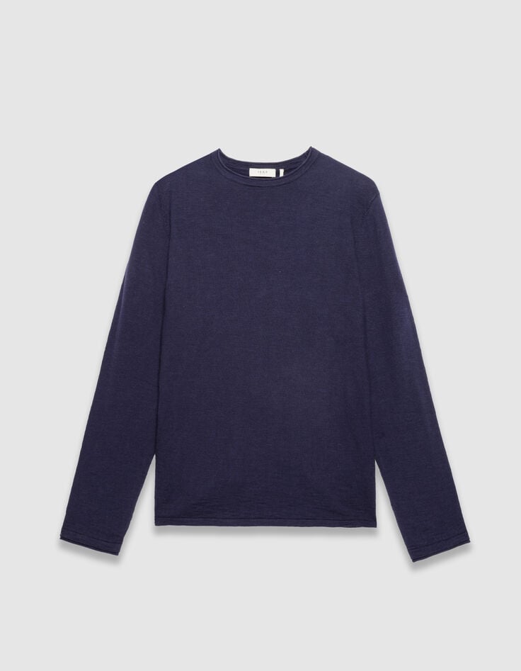 Blauer Herrenpulli Biobaumwolle Feinstrick geflammt-5